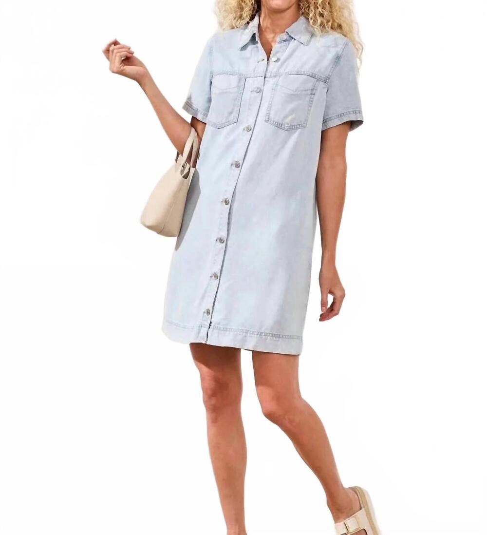 NEW TRIBAL button front flowy denim mini shift dress in bondibeach